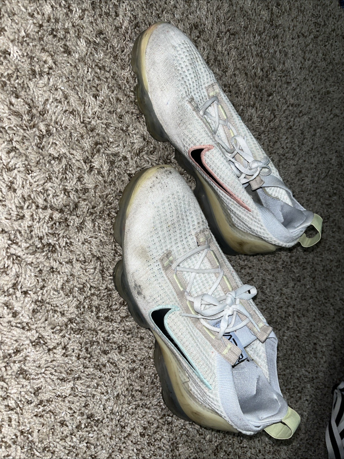 Size 9.5 – Nike Air VaporMax 2021 Flyknit Mismatched Swoosh – White