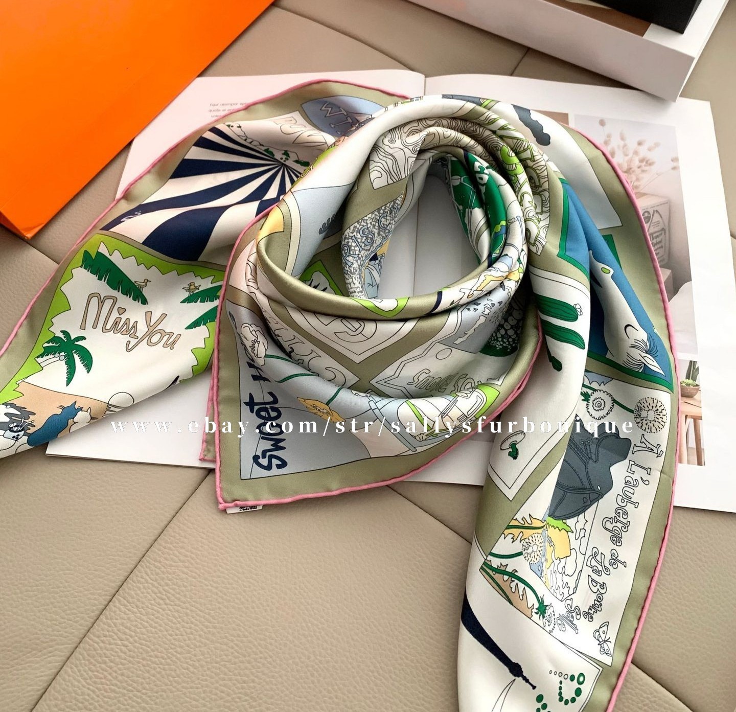 Sally Boutique 18 Momme Twill Silk Wrap Scarf Travel Print Double Face Shawl 35″