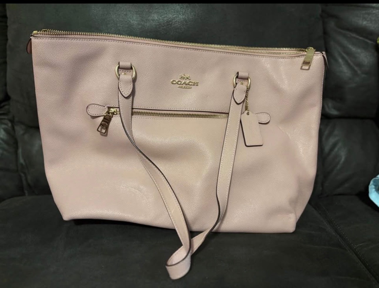 coach handbag blush pink with bag charm