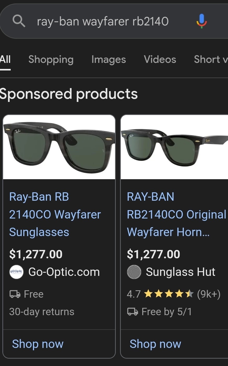 Ray-Ban Sunglasses RB2140 Original Wayfarer Black Frame