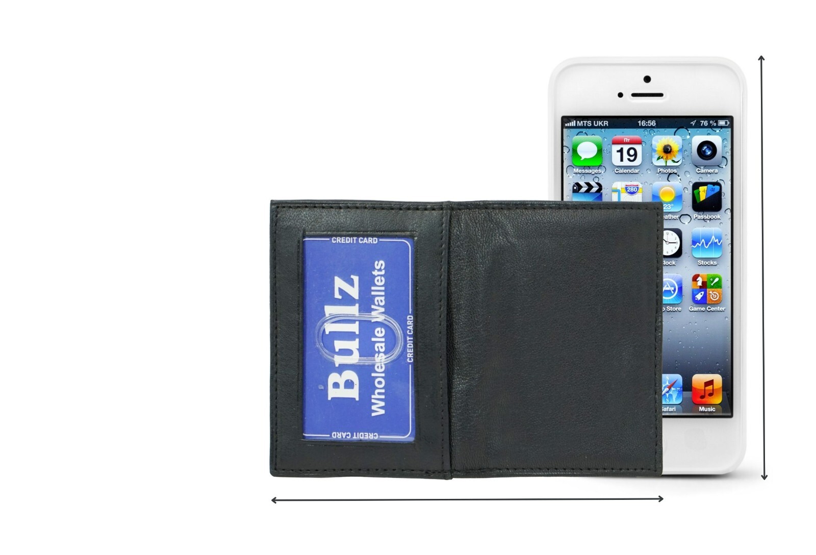 Genuine leather slim credit card ID holder mens and womens wallet Black
