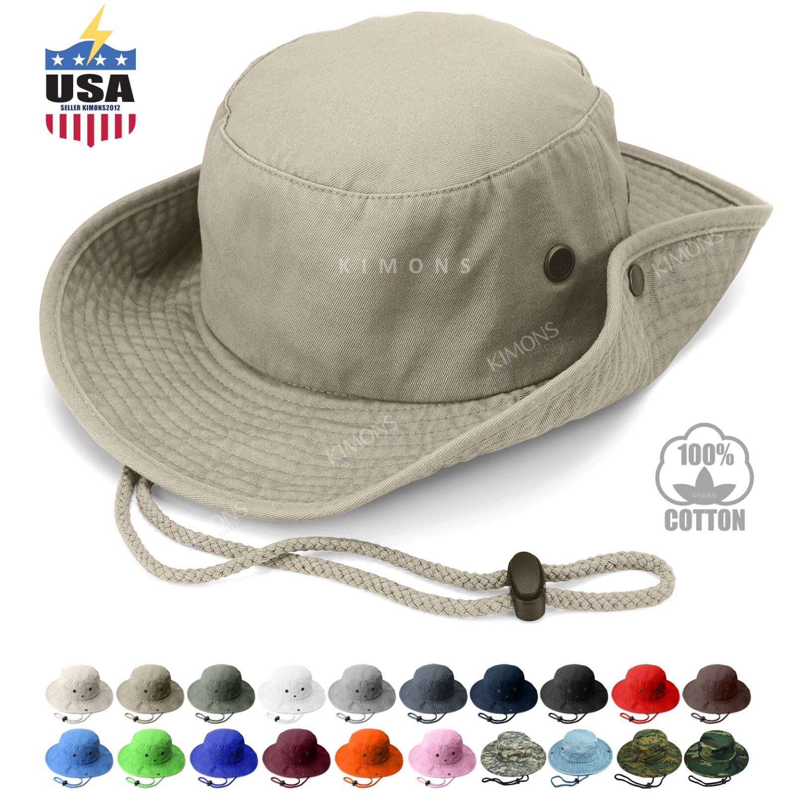 Safari Bucket Hat Cotton Fishing Camping Boonie Sun Wide Brim Summer Cap SB New