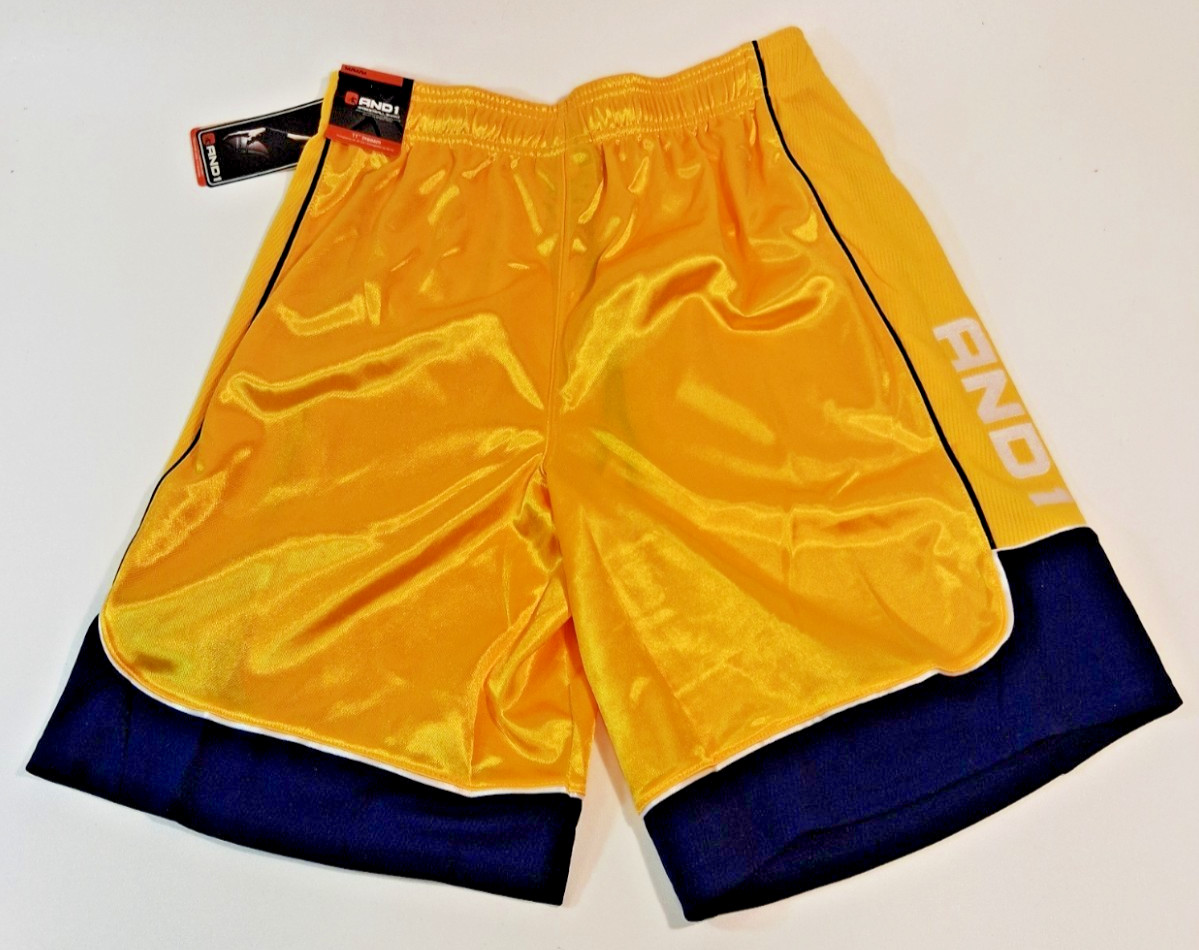 And1 Mens Basketball Gym Workout Shorts Lemon Yellow Navy Blue M L XL 2XL 3XL