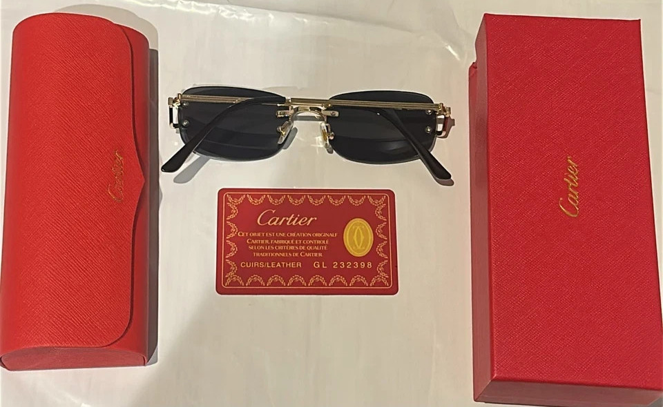 Cartier Big C Without Diamond Cut Black/Gray Frameless Less Brand New