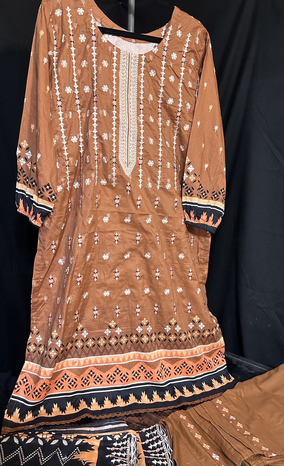 Beautiful Lawn Cotton Suit For Summer, Emb Shirt And Emb Dupatta- Large – $35