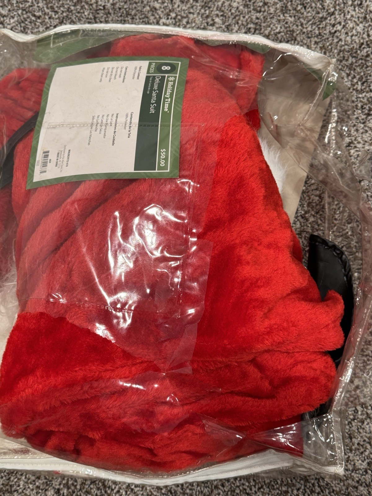 Holiday Time 7-Piece Santa Suit, One Size Fits Most Missing Santa Hat