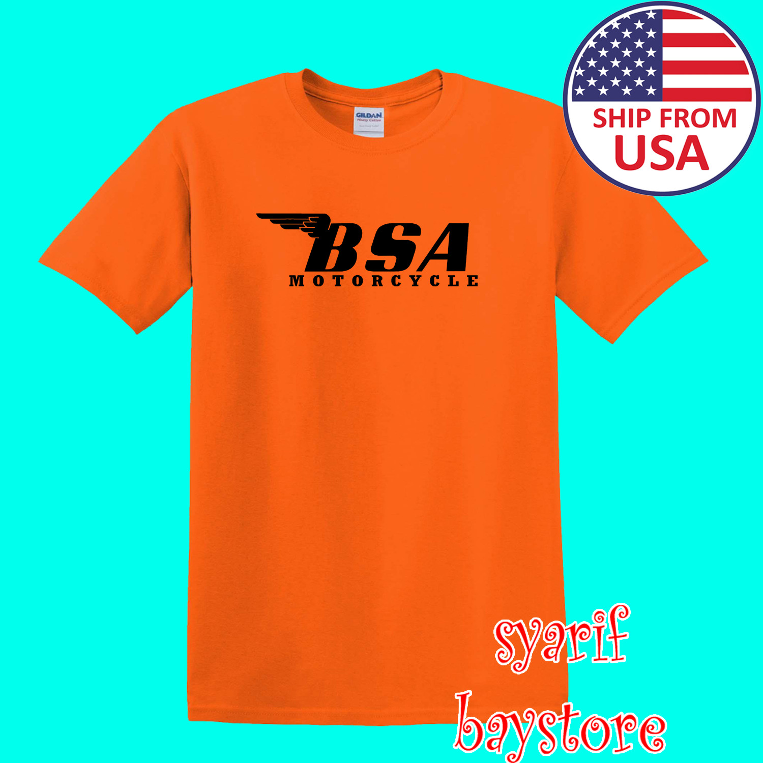 BSA Classic Motorcycle Men’s Orange Size S to 5XL