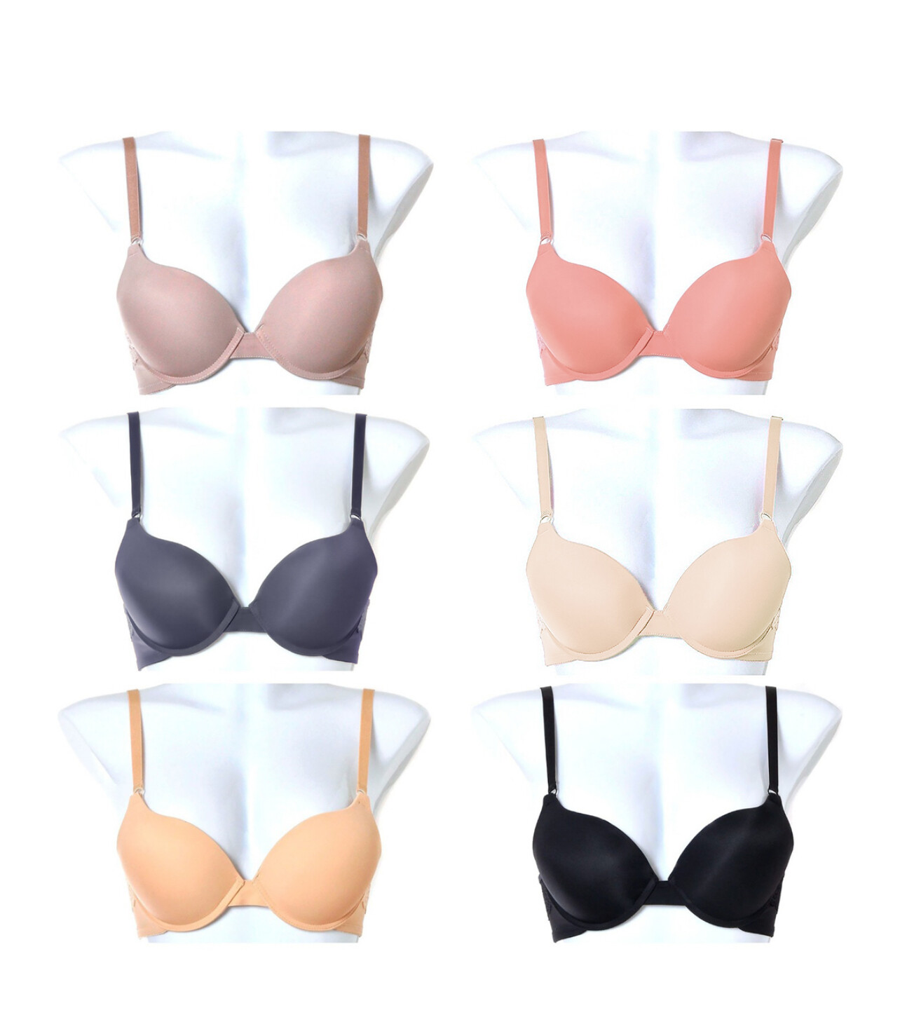 6 pk EXTREME DOUBLE PUSH UP Add 2 Cup Sizes Push Up Bra Padded FREE RETURNS 7201