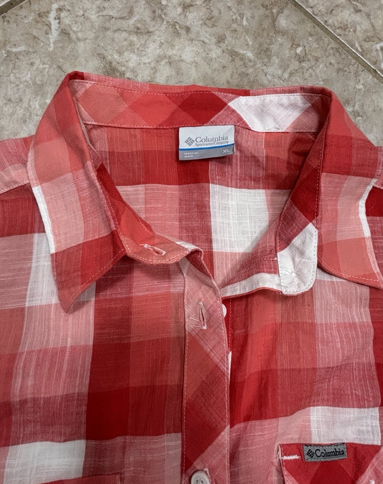Columbia Plaid Button Up Shirt And Butterfly Tee 100% Cotton Women’s Size XL