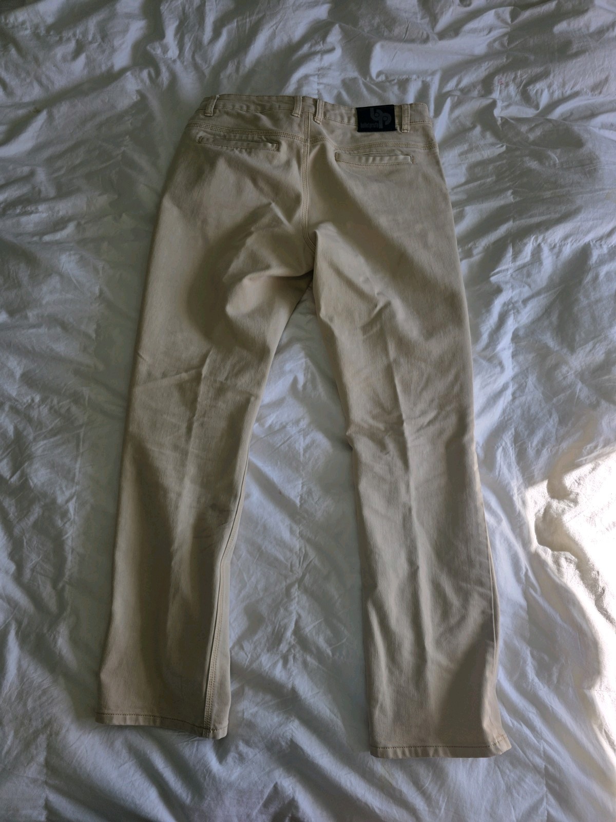 Bulletprufe Denim Pants Jeans Mens 34×32 Khaki Slim Straight Casual Minimalist