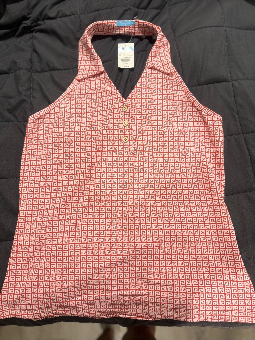 J.McLaughlin Calla Halter Top XL NWT Red White Mini Retro Square Catalina Cloth