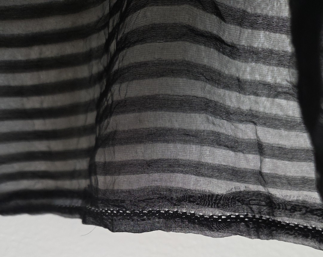 IRO Paris Sheer Black Silk Blend Boxy Top Women’s Striped Textured EU 36 US 4