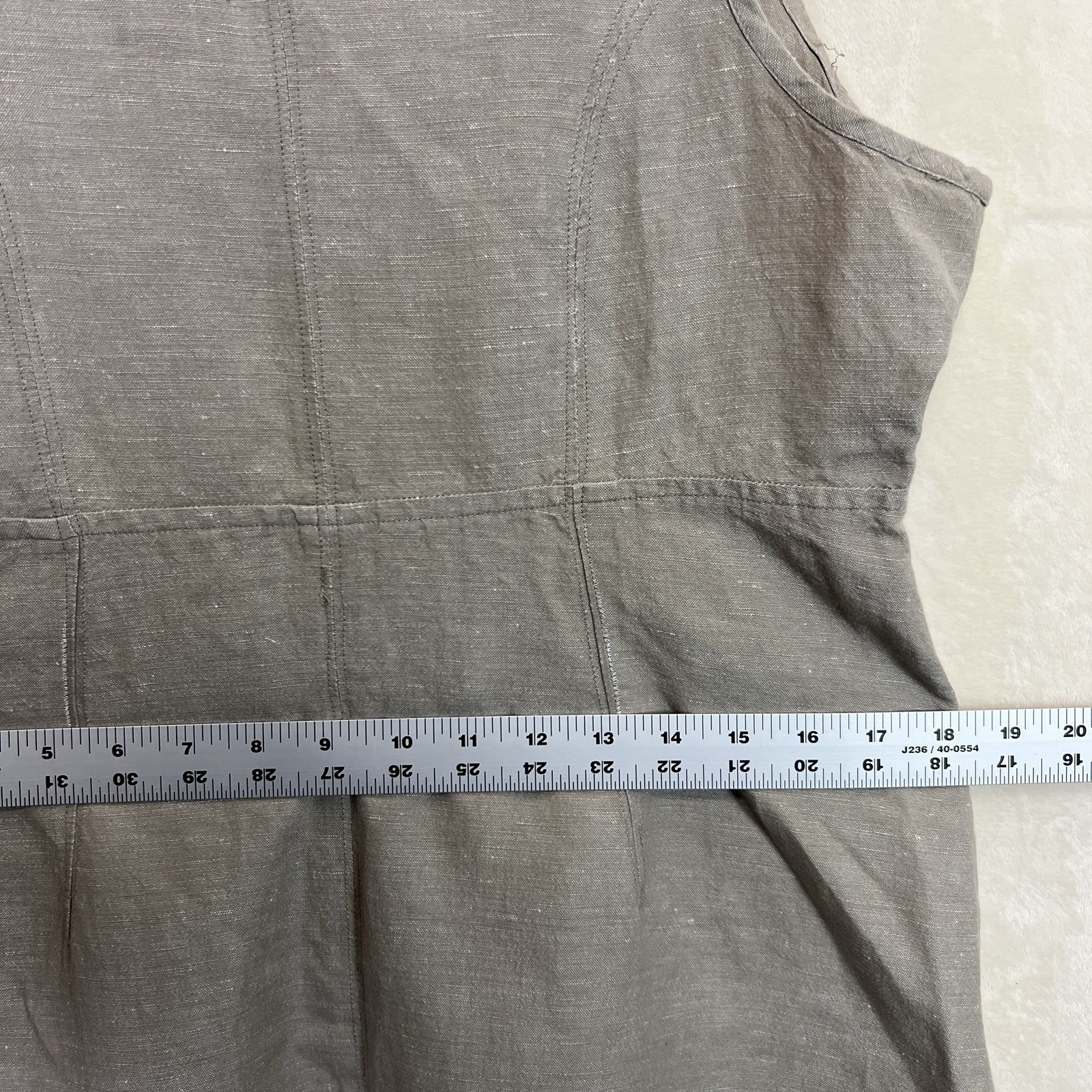Freedom Trail By Kyodan Linen Blend Sundress Women L Beige Pockets Preppy Beach