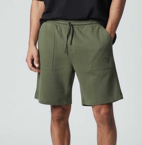 PSYCHO BUNNY Taylor Light Pique Sweat Shorts Men M Sea Spray Pima Cotton NEW