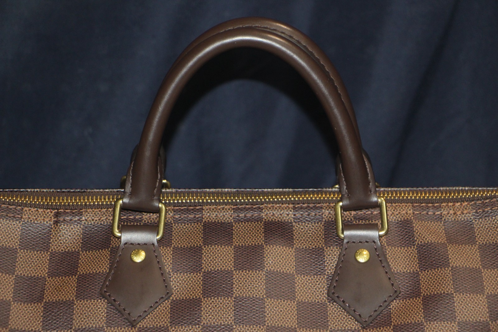 Louis Vuitton Speedy 35 Damier Ebene Brown Canvas Satchel Bag