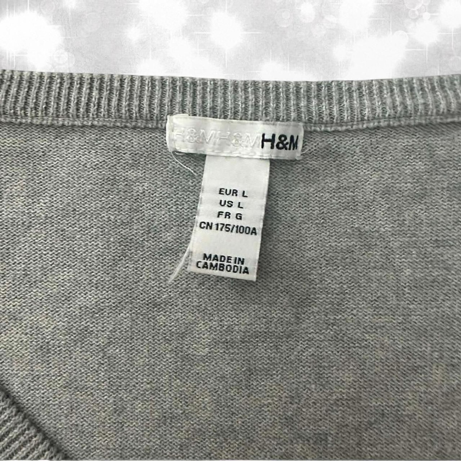 Y2K Classic grey argyle 3/4 sleeve sweater, minimalist top