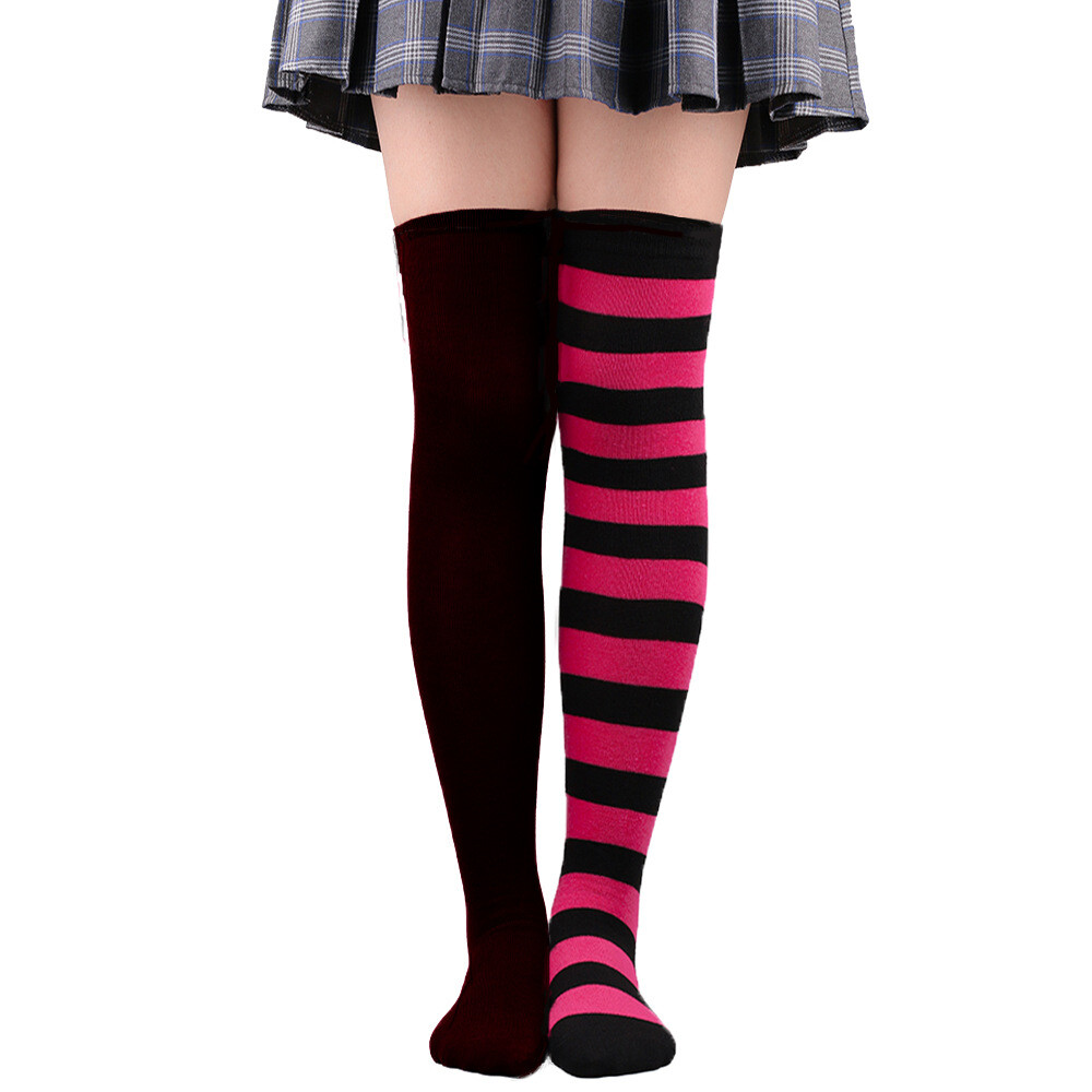 Soft Ladies Top Stay Up Extra Contrast Long Socks Thigh High Over the Knee Socks