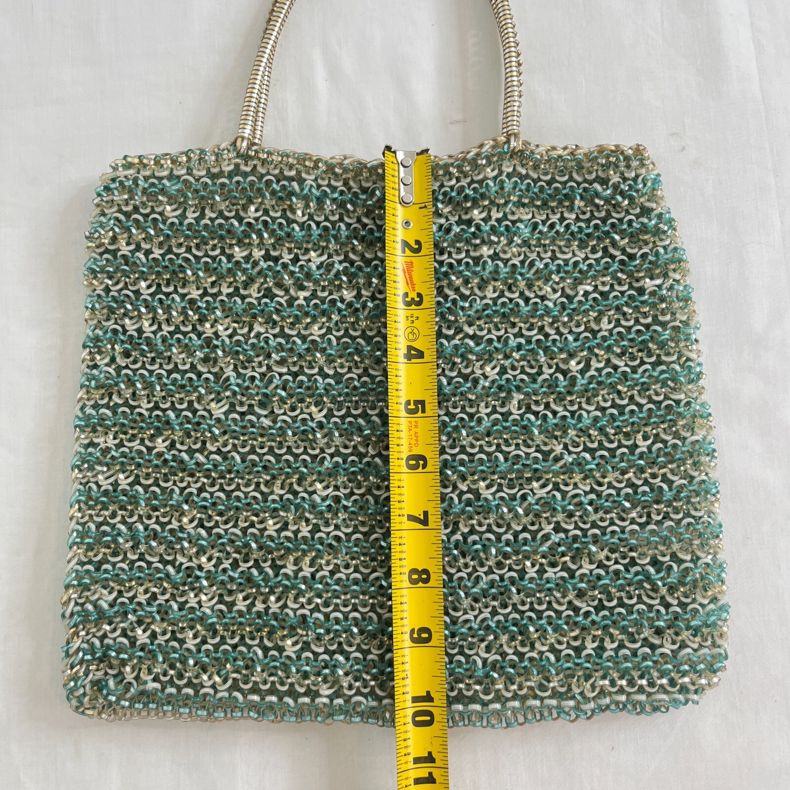ANTEPRIMA Tote Bag Handbag Blue Gold White Mesh PVC Wire Square