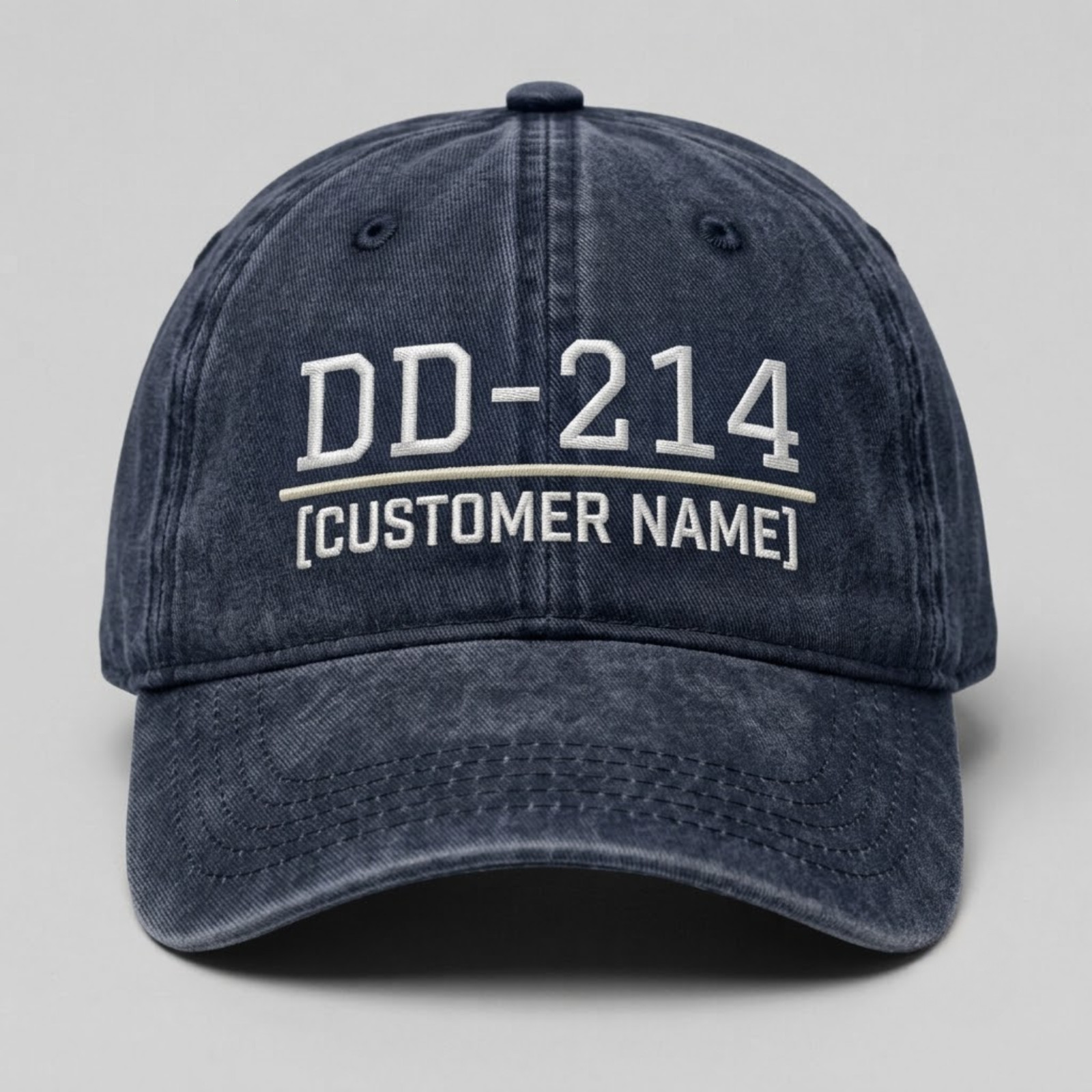 Custom DD 214 Veteran Hat Personalized Name Embroidered Baseball Cap Washed