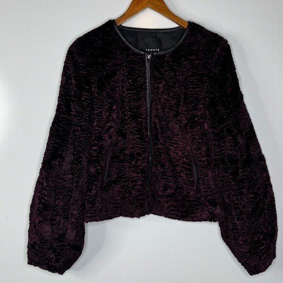 Trouvé Plum Faux Fur Coat Size Small