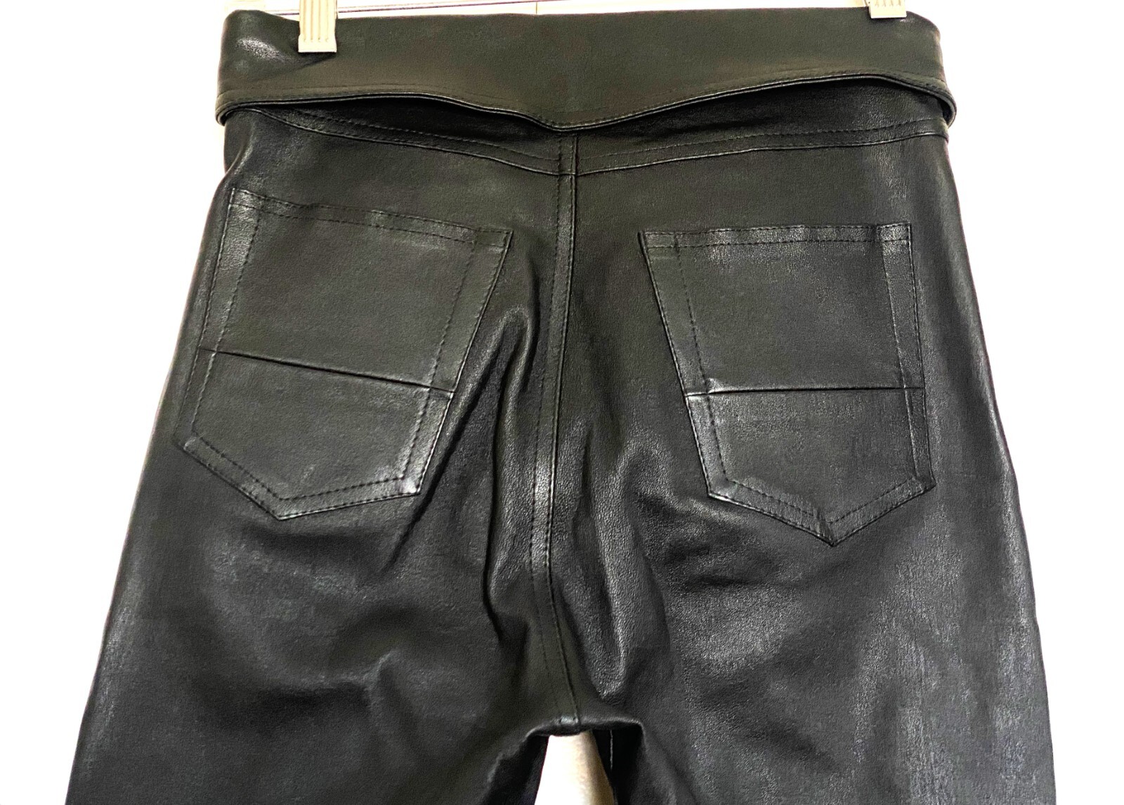 AMIRI BLACK NAPPA LEATHER STRETCH STRAIGHT LEG PANTS SIZE: 2 (XS)