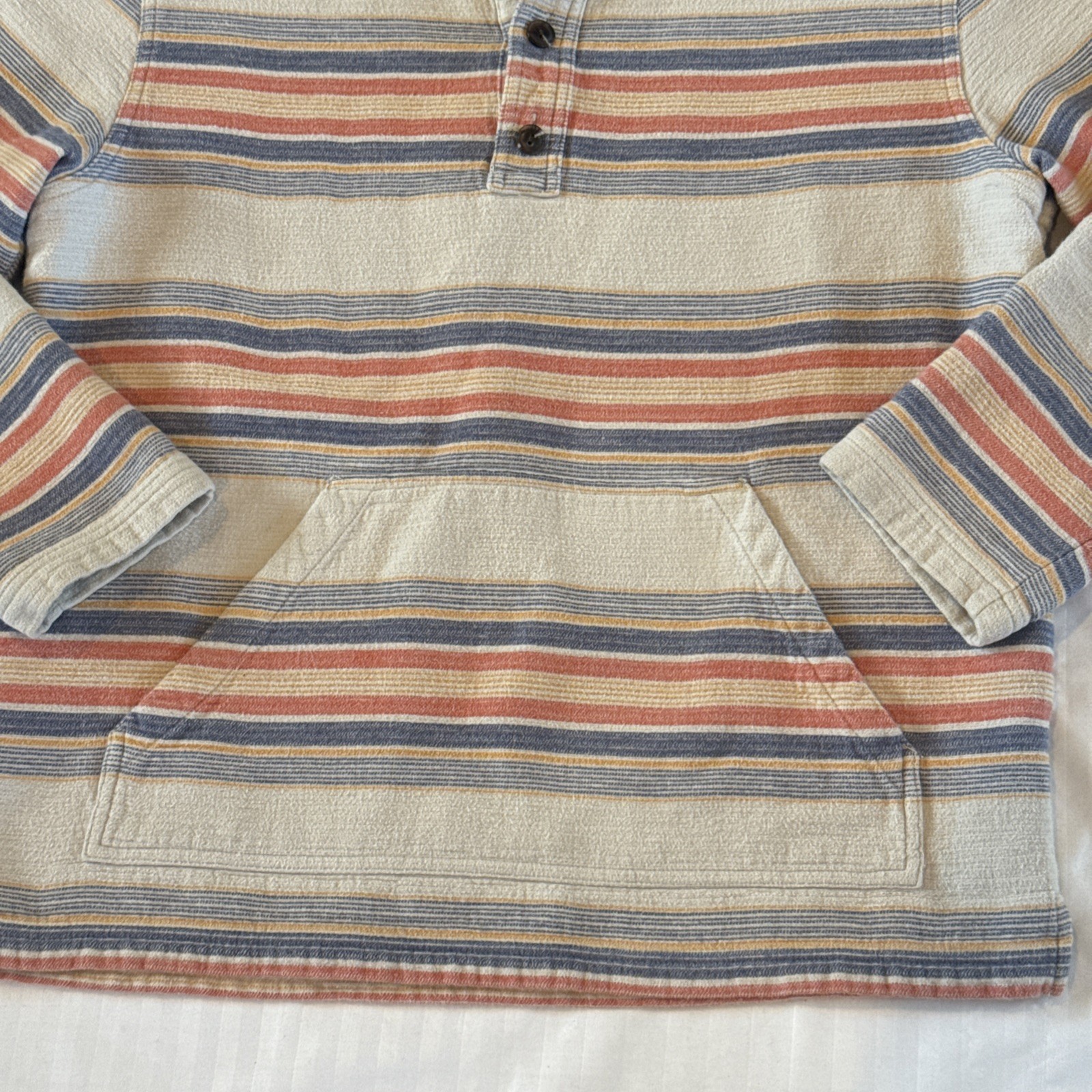 Pendleton Surf DoubleSoft Hoodie Mens Medium Striped Cotton Henley Baja Pullover