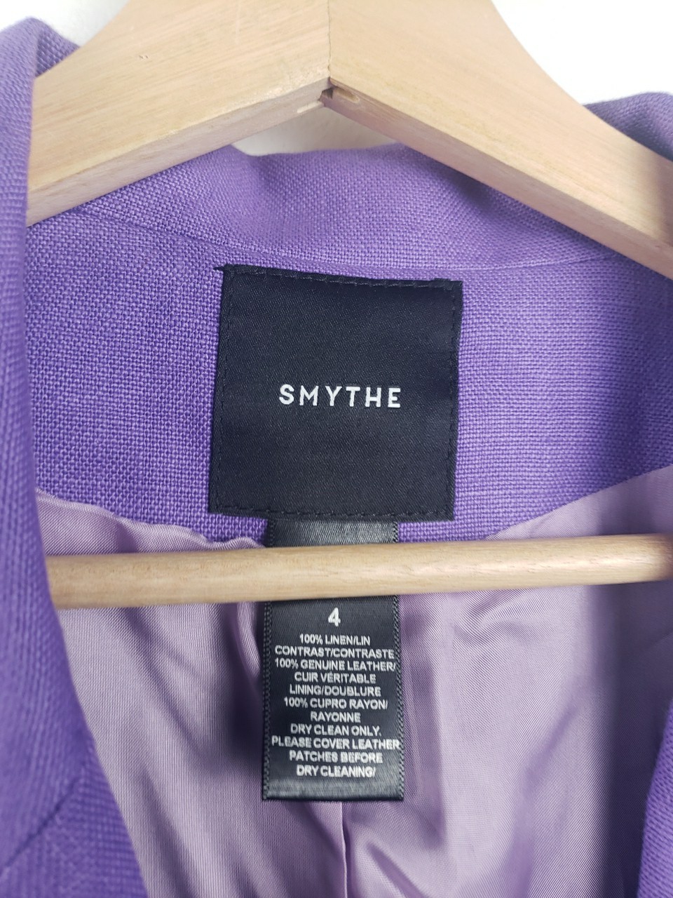 SMYTHE Duchess Linen Patch Pocket Blazer in Violet Like New Size US 4