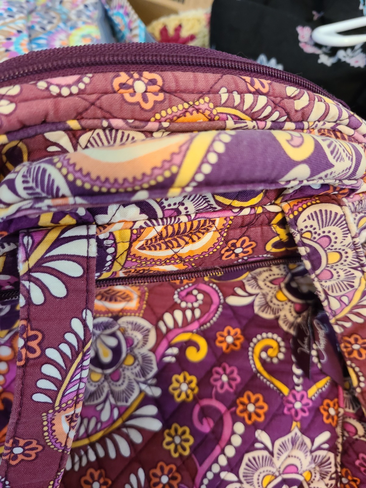 Vera Bradley Paisley Backpack Purple Orange Pink Zip Adjustable Straps Pockets