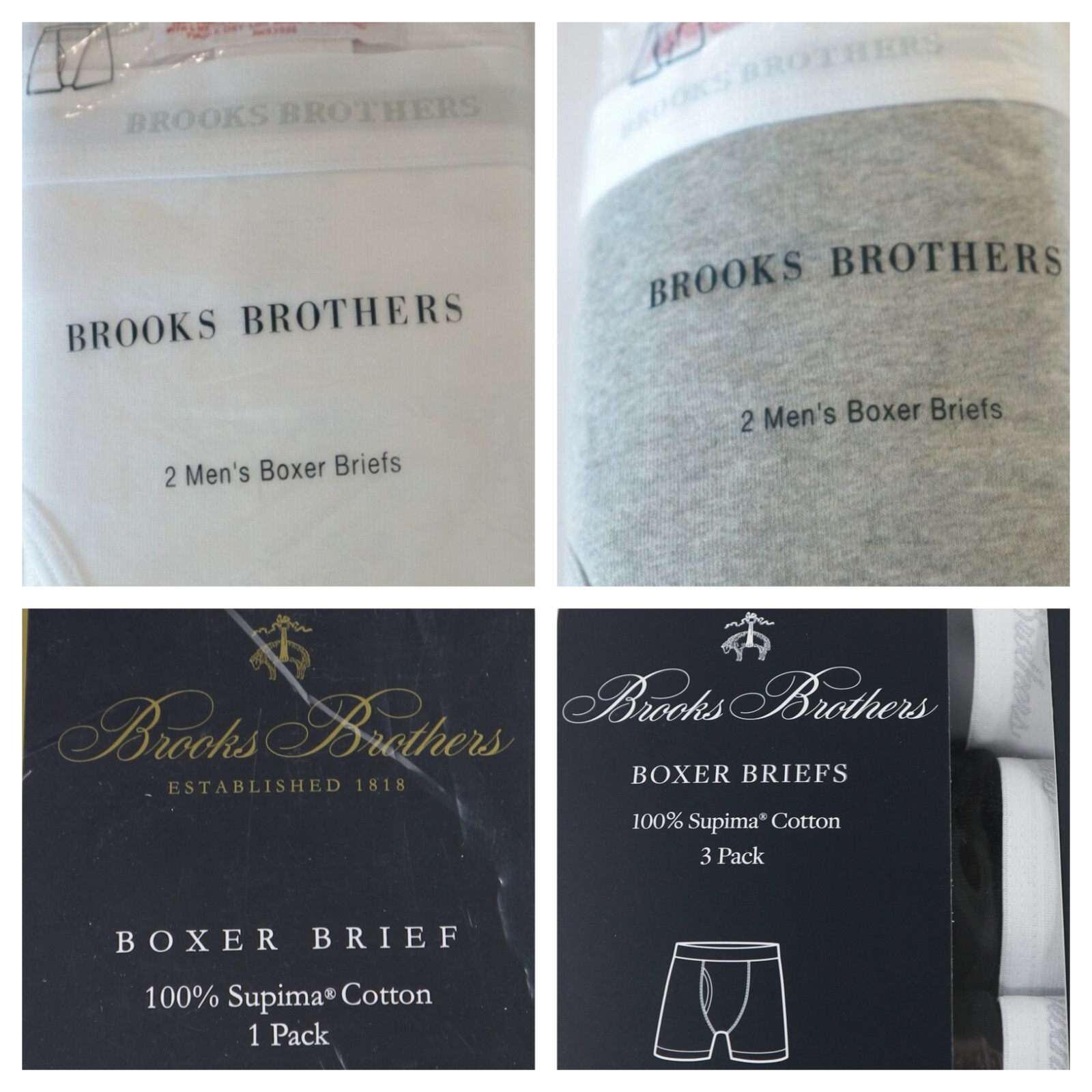Brooks Brothers 1818 Men’s Cotton BOXER Briefs Black, Gray, White S M L XL XXL