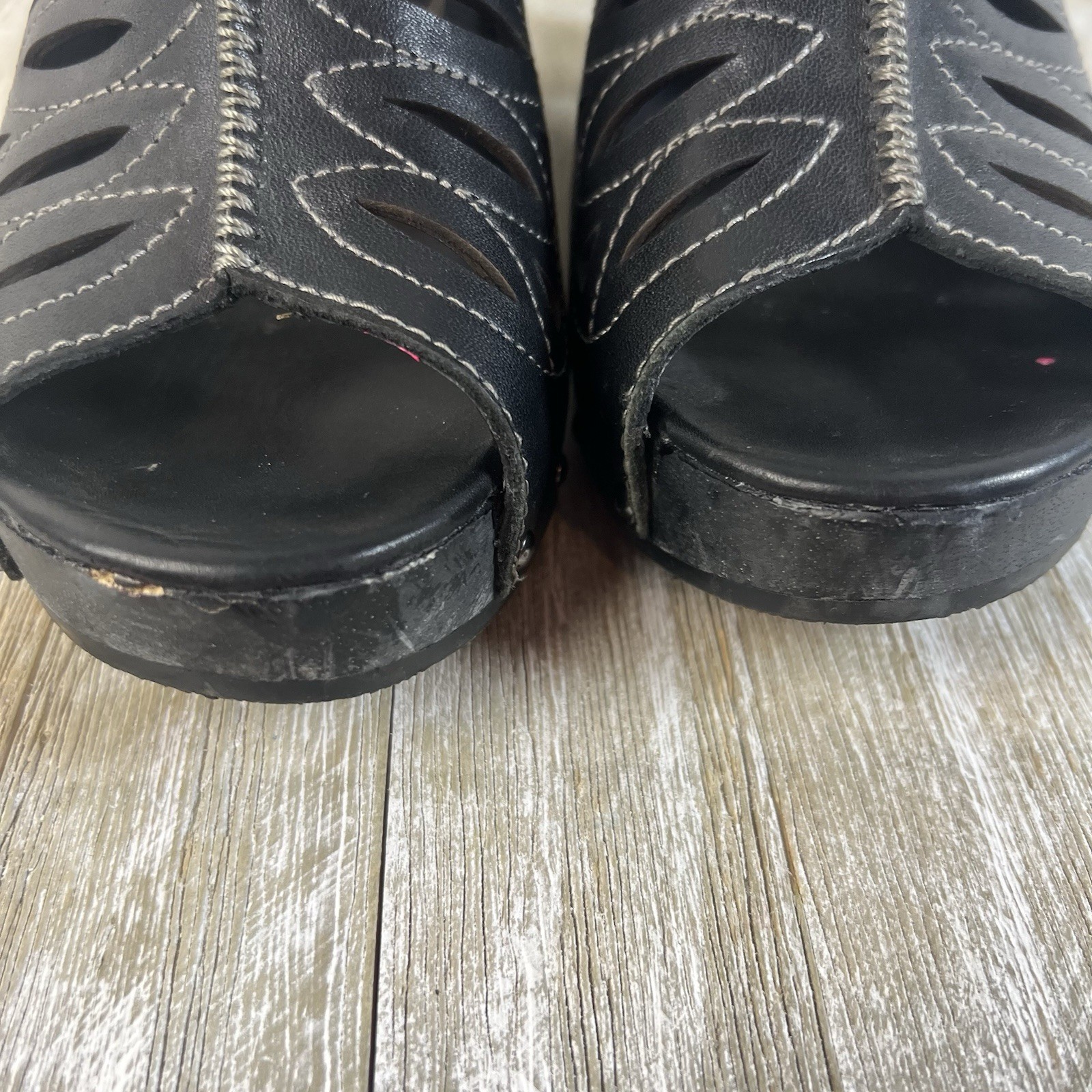 Dansko Sandals 40 Rowena Platform Slingback Boho 9.5/ 10 Black