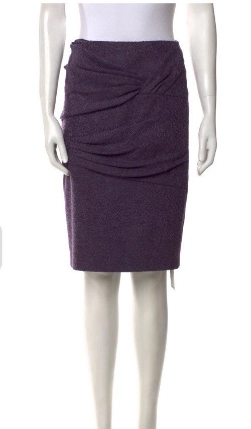 Vintage ESCADA by SRB Purple Faux Wrap Asymmetric Pleated Skirt 70s 80s Size 36