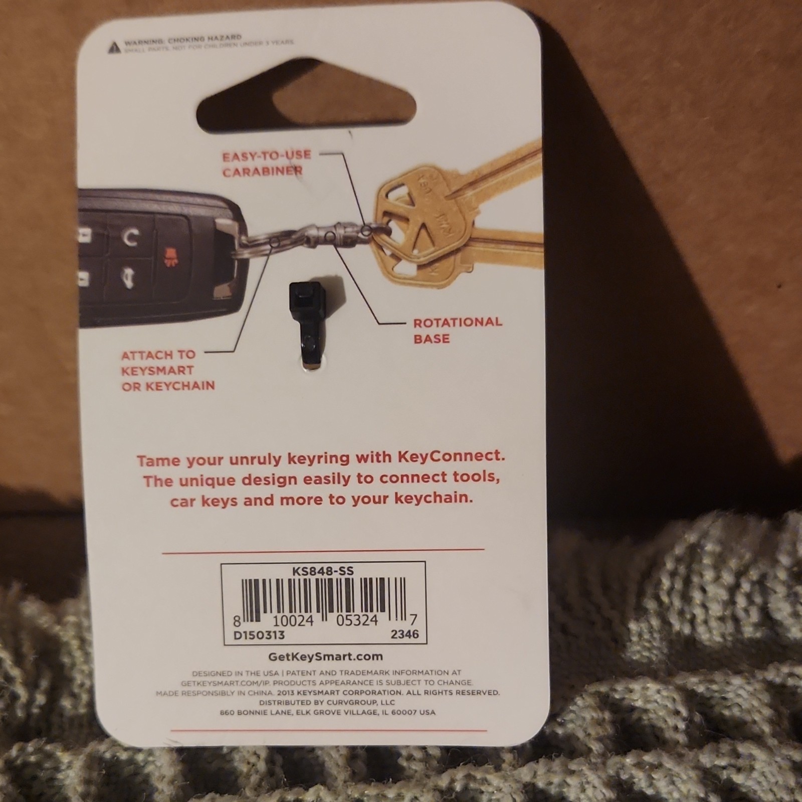 KeySmart KeyConnect Rotating Stainless Steel Silver Carabiner Keychain KS848-SS