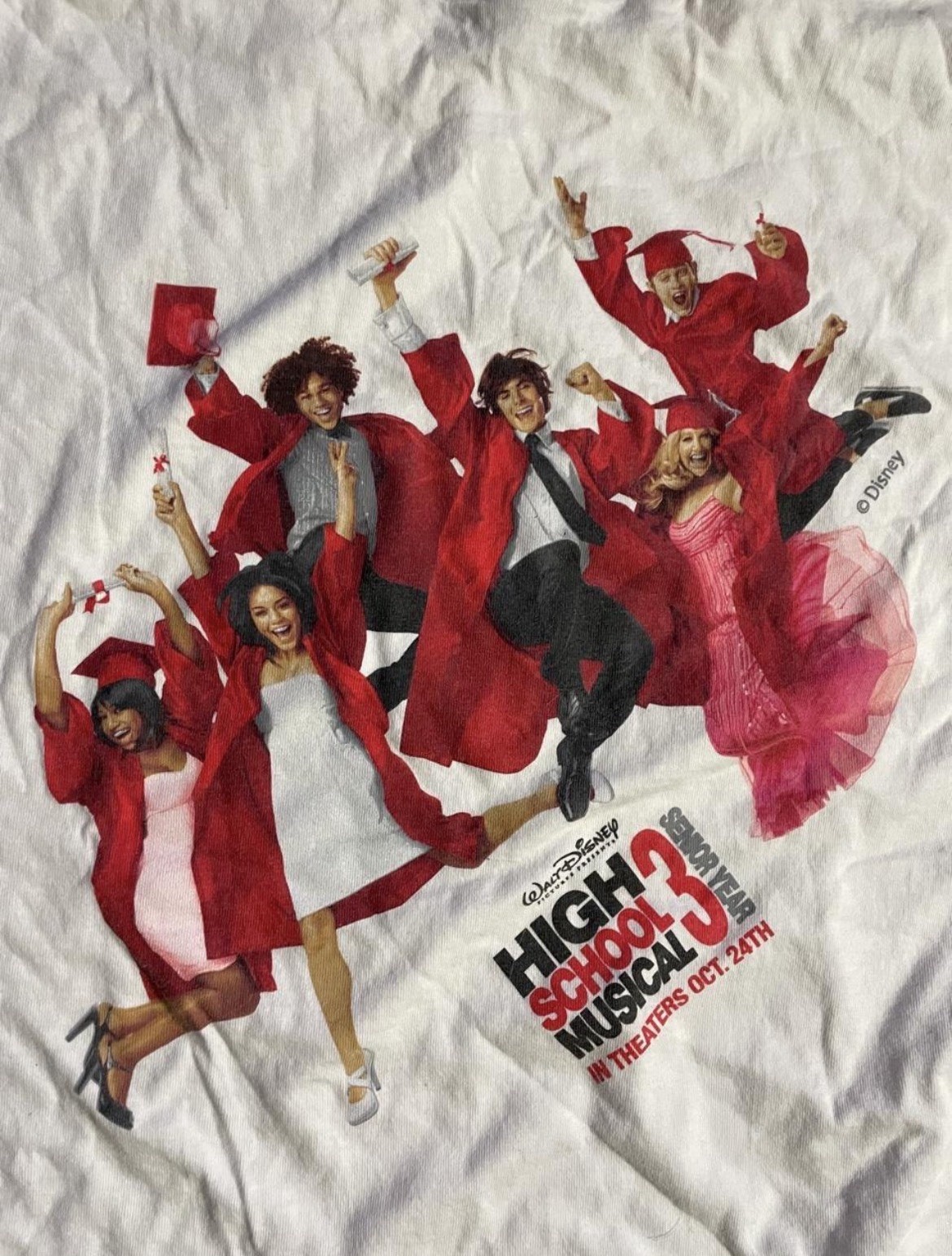 vintage High School Musical 3 promo tee 2008 Sara Lee white t-shirt:XL 21.5 × 28