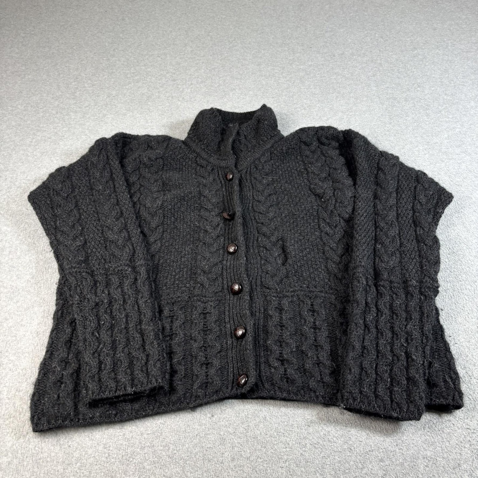 Peregrine Sweater Women Large Gray Cardigan Cable Knit Wool Heritage Mad England