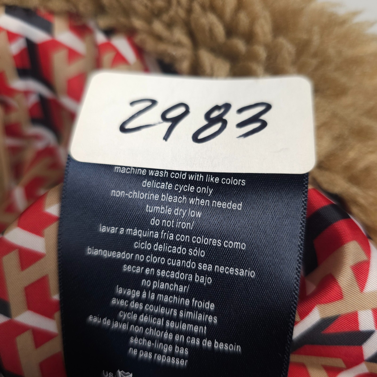 Tommy Hilfiger Faux Fur Jacket Women Large Beige Sherpa Full Zip Toggle Button