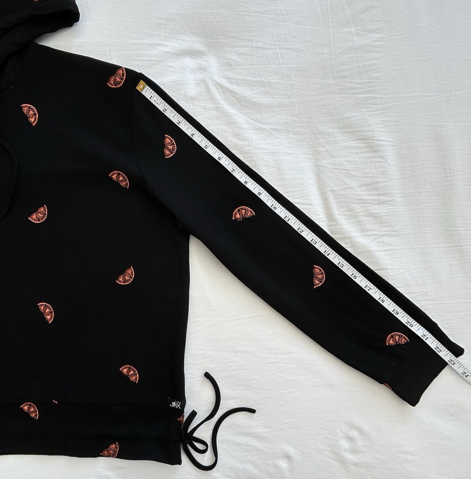NWT Double Jinx Embroidered Grapefruit Hoodie Women’s 1XL Black Orange Drawstrin