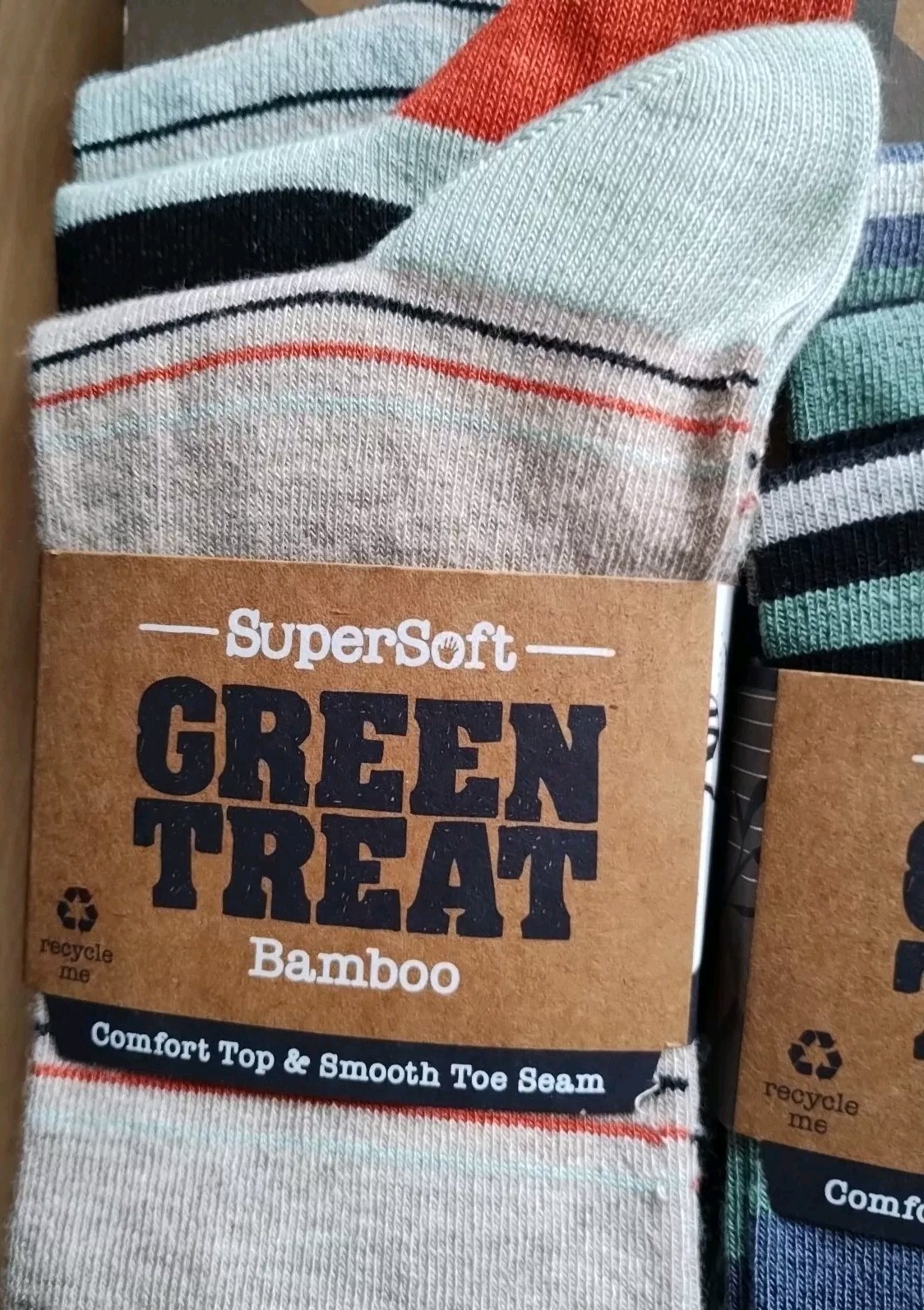 Green Treat Supersoft Bamboo Men’s Socks 3 Pairs UK 7-11