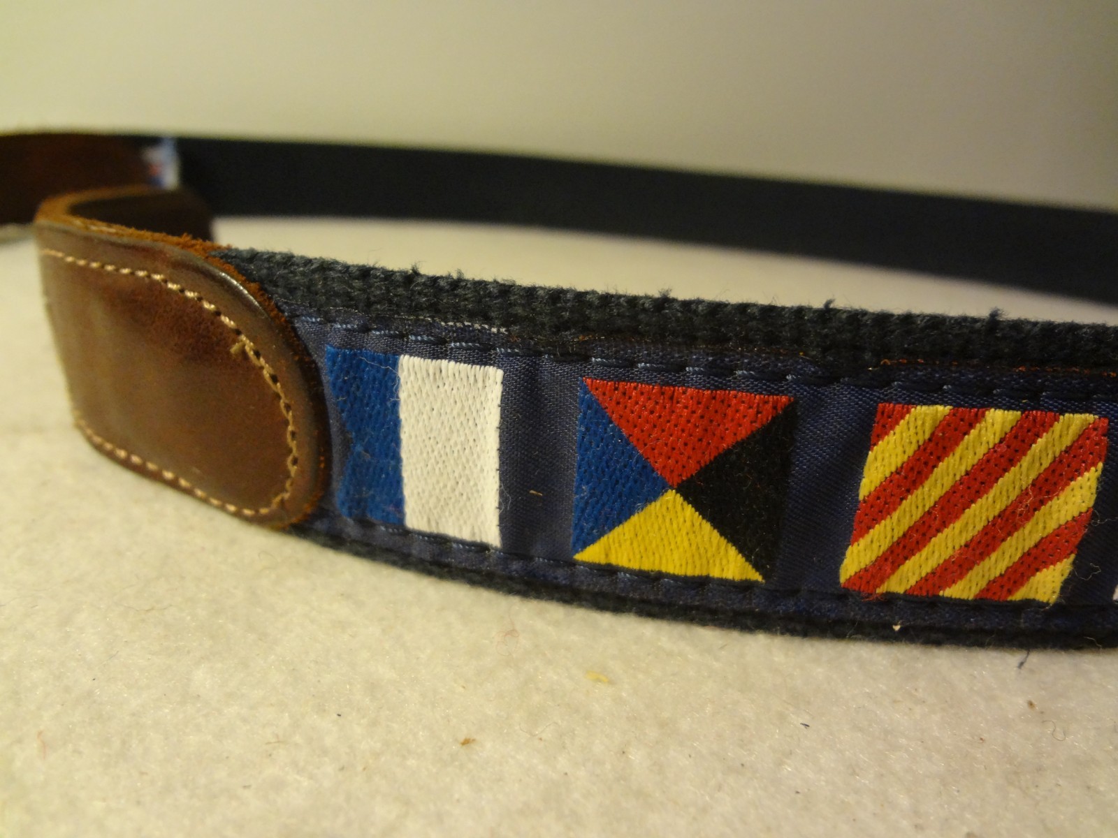 Vintage Preppy Belt with Flags by Preston Made In New England 35 1/2″ – 38 1/2″