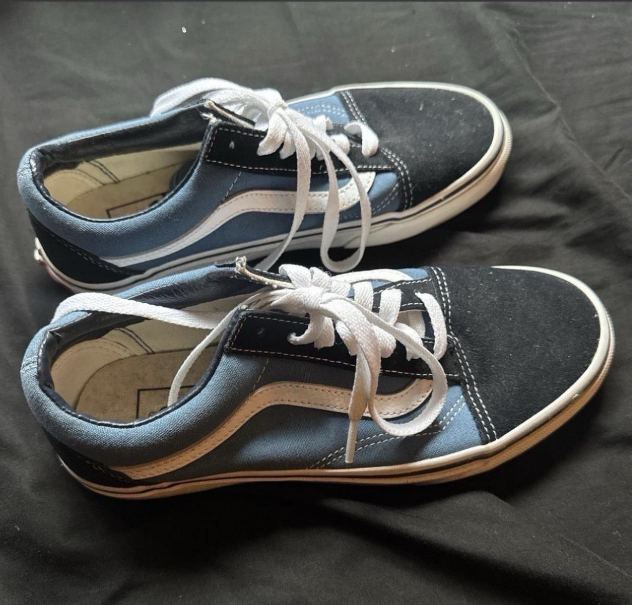 VANS Old Skool Colorblock Blue/Black/White M US 5.5 W 7 Lace-Up Canvas Rubber