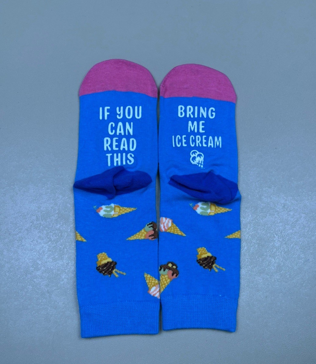 Happypop Funny Ice Cream Socks Gift Series Blue Pink Novelty Crew Socks NIB