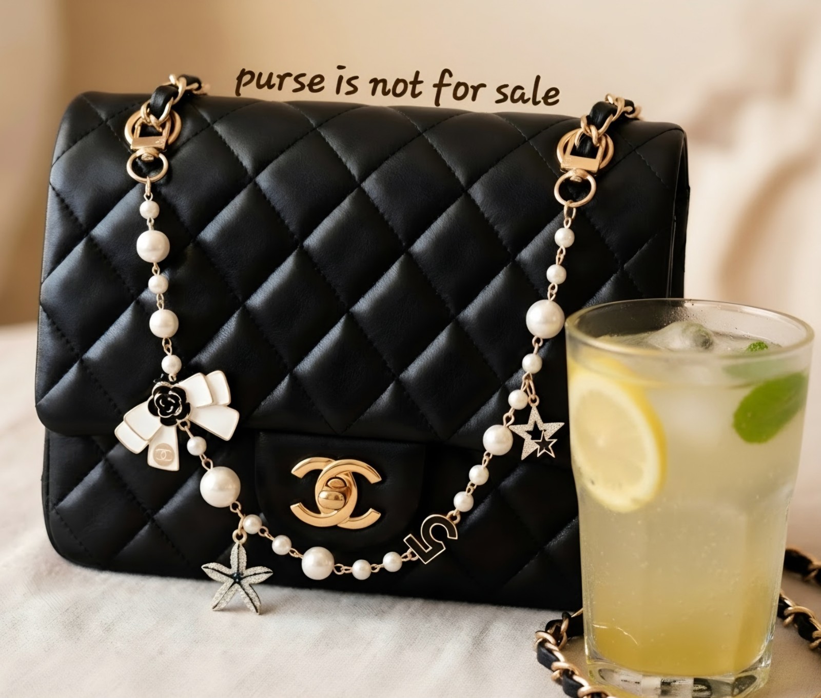 Classic Fashion Purse Bag Decor Chain Pearl Charm