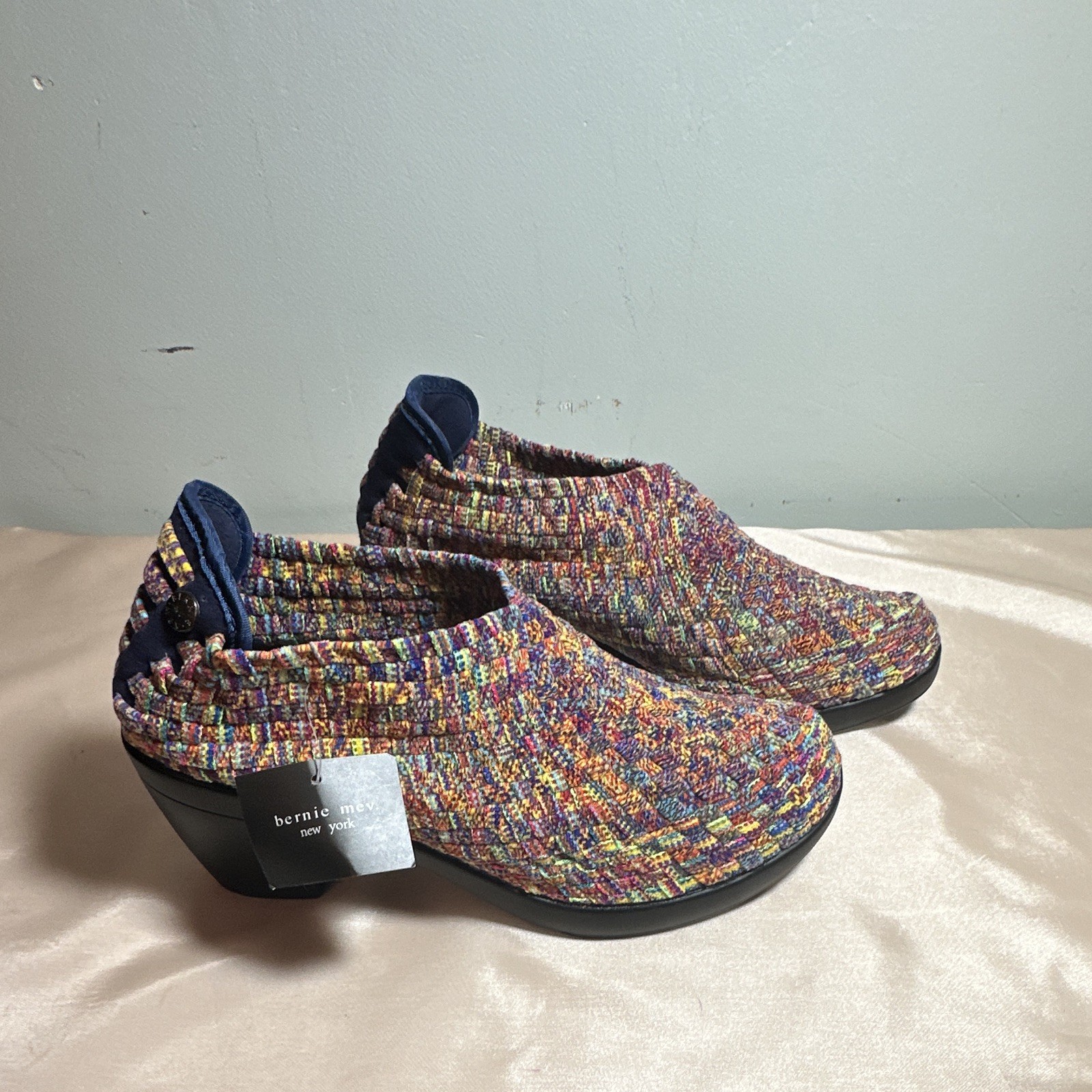 Bernie Mev Women’s Multicolor Woven Slip-On Memory Foam Block Heel Pumps 10