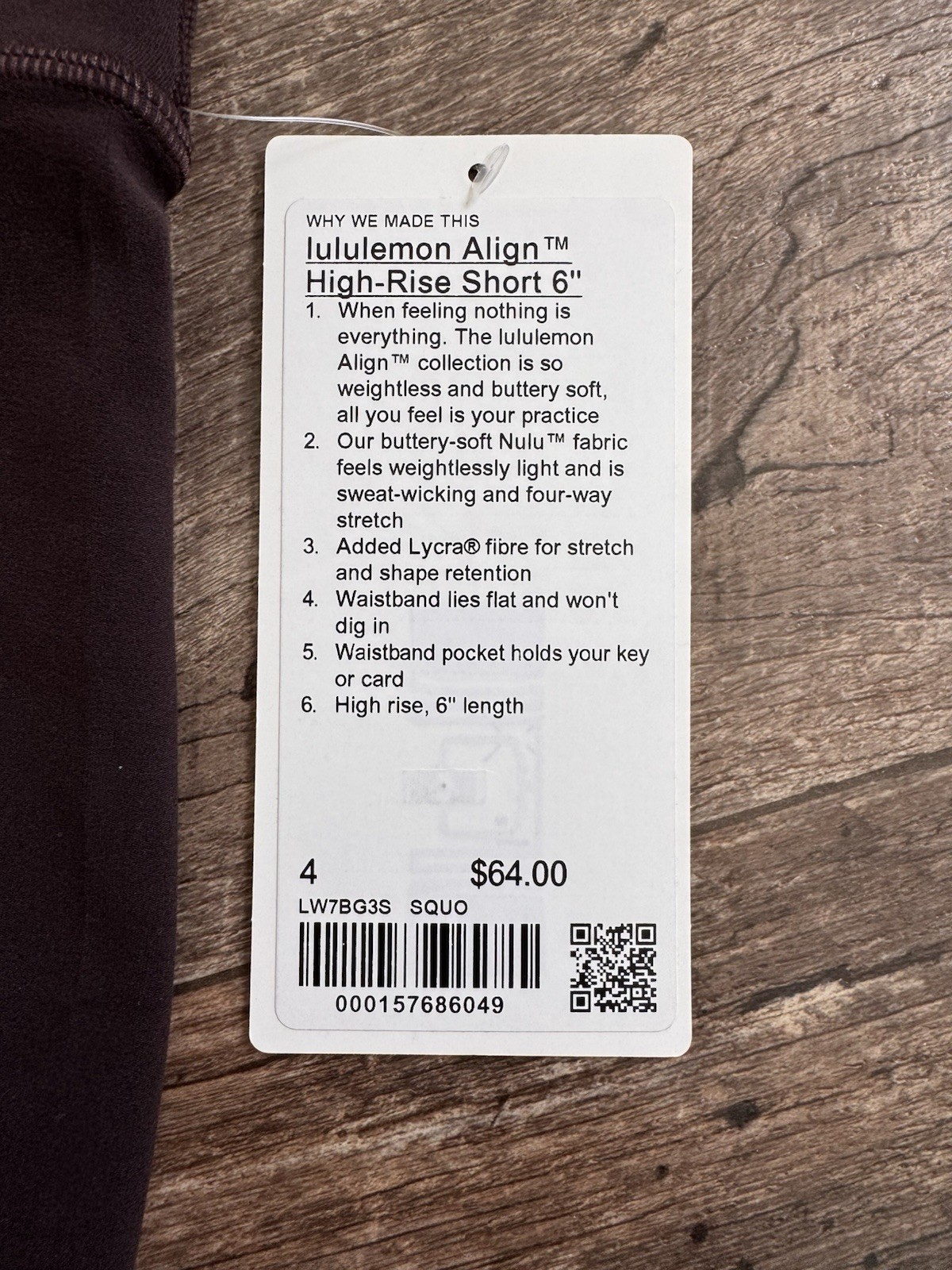 Lululemon Align High-Rise 6″ Yoga Shorts Brown Sequoia NWT SIZE 4