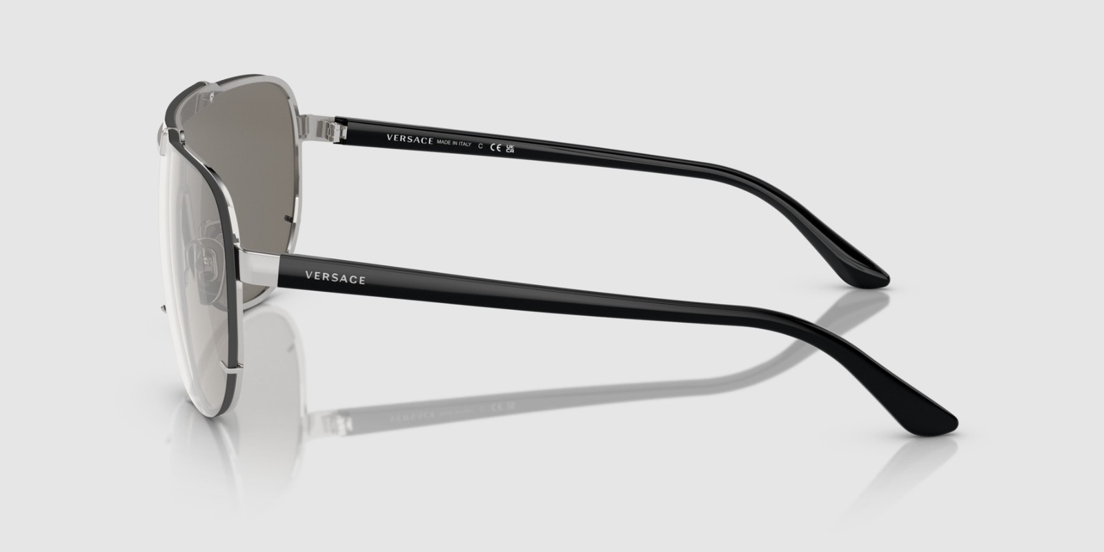 VERSACE VE2140 10006G Silver Light Grey Mirror Silver 40 mm Men’s Sunglasses