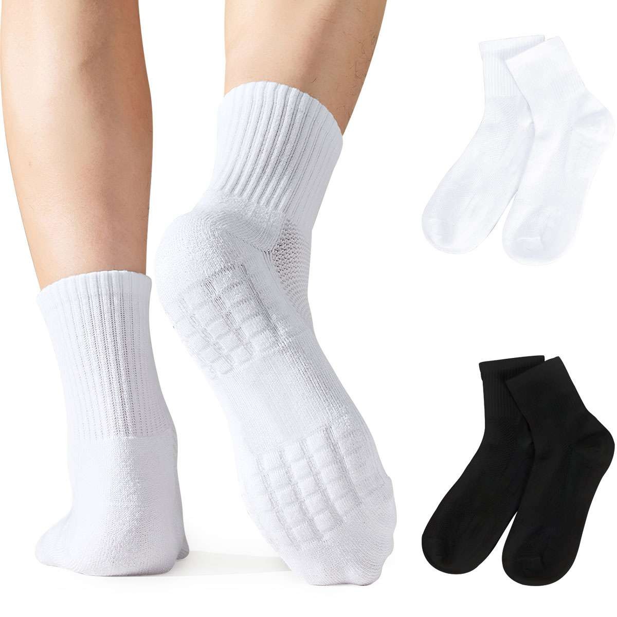 1/2/5 Pairs Mens Crew Socks for Work Sports Athletic Cotton Socks Size 5.5-11