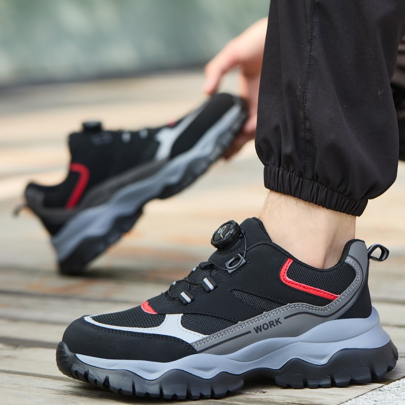 Work Safety Shoes For Men Breathable Work Sneakers Steel Toe Shoes Anti-puncture