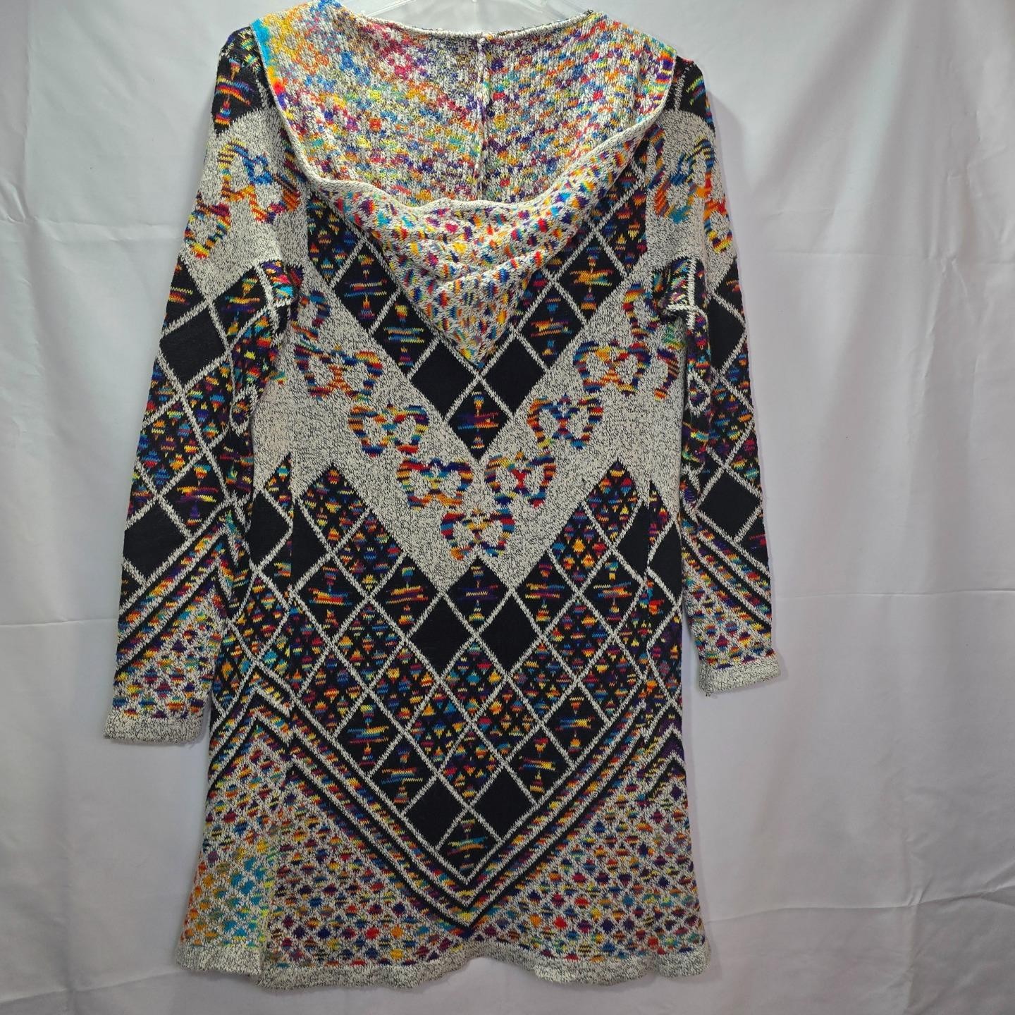 Northern Angel Women’s L XL Hoodie Cardigan Sweater BOHO Aztec Art To Wear