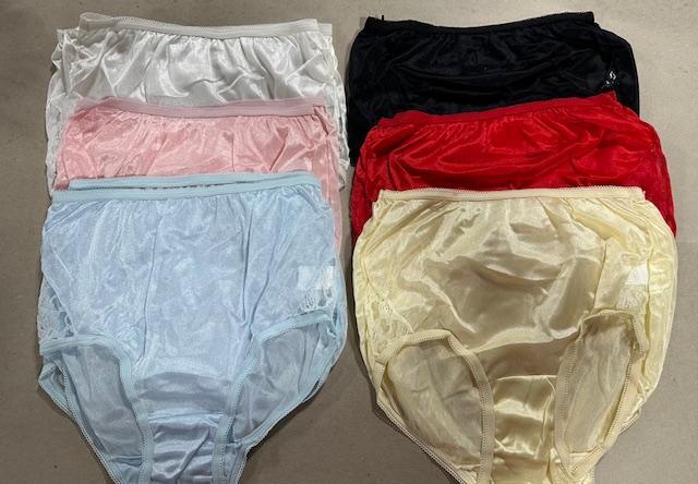 12 Pairs (1 dz) Famous Maker 100% NYLON Briefs side LACE Sz – 5 6 7 UNISEX