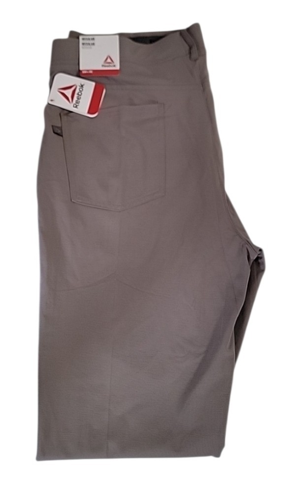 Reebok Men’s Driftwood Gray Active Regular Fit Elastic Waistband 6-Pocket Pants