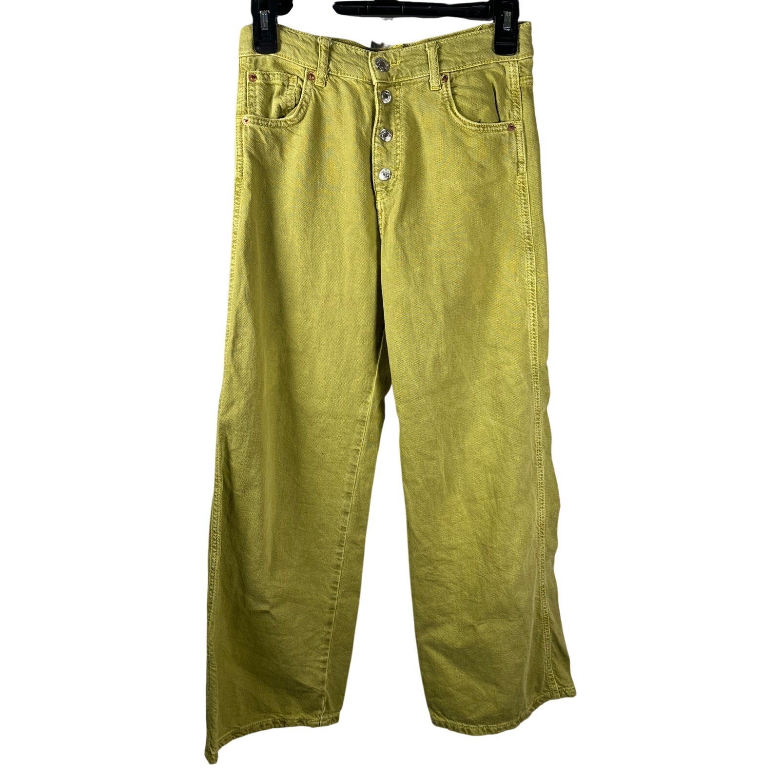 ZARA Kids Girls Wide Leg Button Fly Jeans Yellow Size 13 14 CM 164